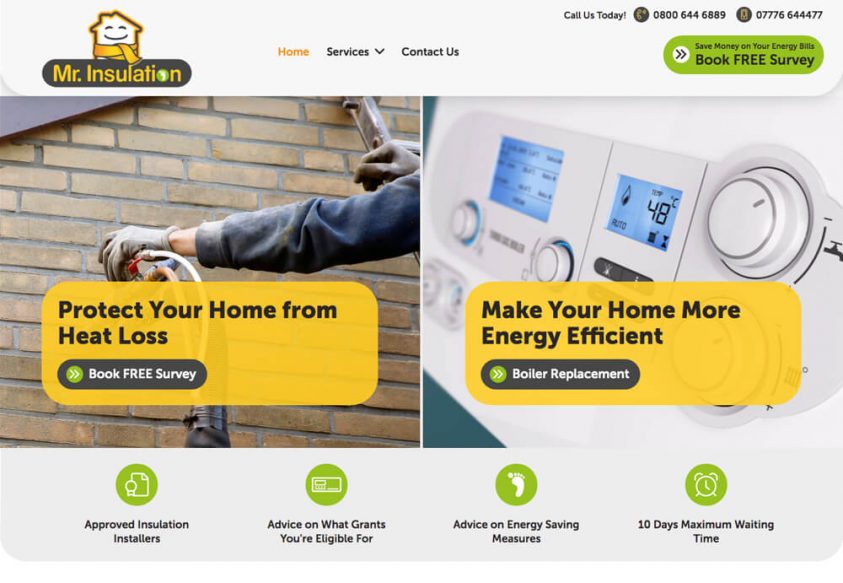 Screenshot of Mr Insulation Website Design