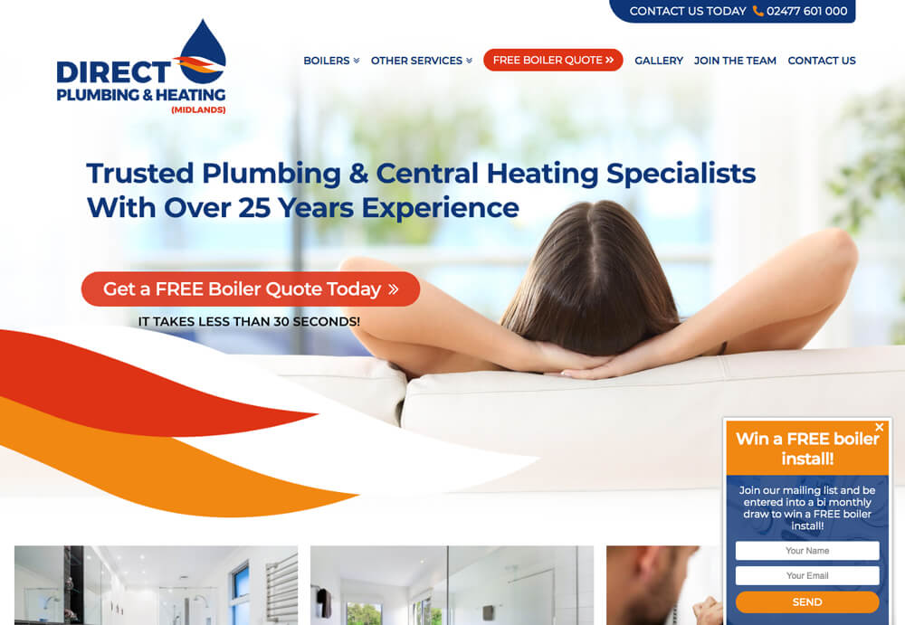 Screenshot of Web Design for Direct Plumbing & Heating Midlands