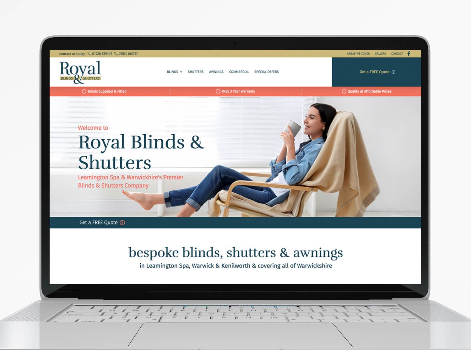 Client Royal Blinds and Shutters example of our custom web design