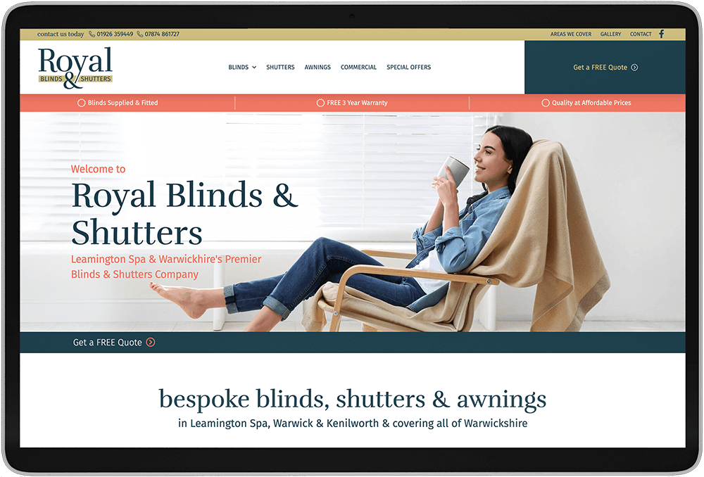 Custom Web Design Royal Blinds & Shutters Website