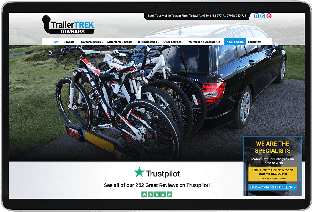 Custom Web Design TrailerTREK Towbars Website