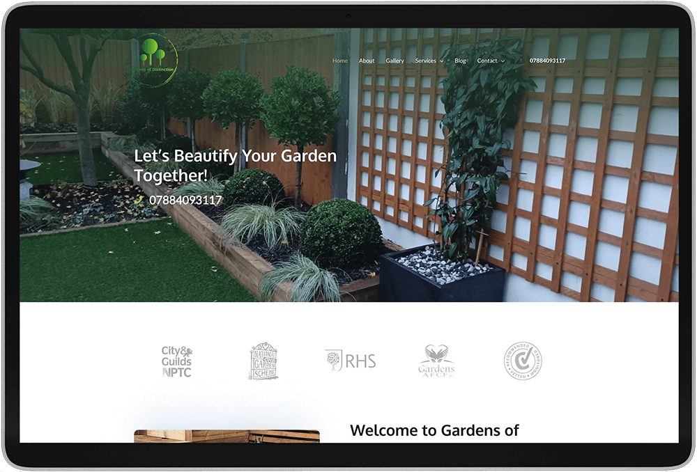 Gardens of Distinction Website Before